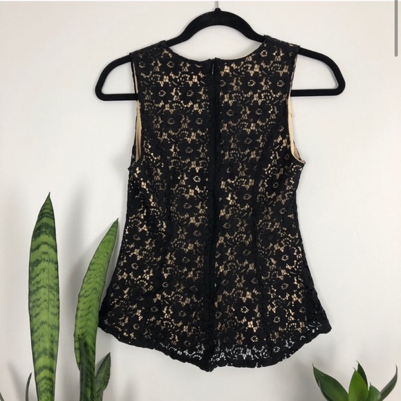 Monteau Black Lace Sleevless Peplum Top - Picture 2 of 8